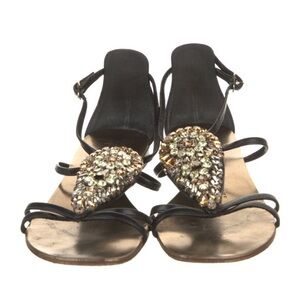 Giuseppe Zanotti Chic Black Embellished Sandals Sz 36/6